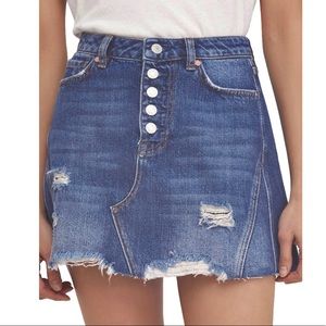Free People Distressed Denim Mini Skirt